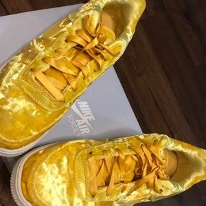 golden velvet air force 1’s